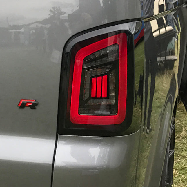 For VW T6 Transporter (2015–2020) Barndoor Smoked Full Frame LED Rear Lights – Van-X