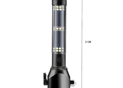 Multi-functional Car Safety Hammer Solar Alarm Emergency Working Flashlight (Black)
