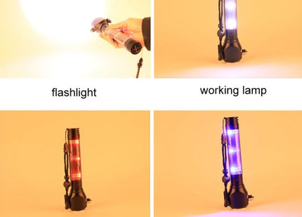 Multi-functional Car Safety Hammer Solar Alarm Emergency Working Flashlight (Black)