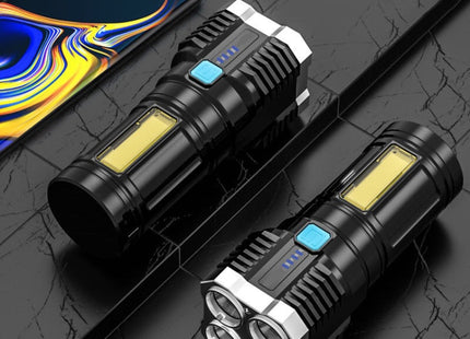 S03 4 x SMD 3030 + COB Strong Light USB Rechargeable LED Flashlight