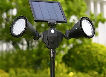 Solar Powered Robot LED Spotlight Double-headed Smart Sensor Light for Outdoor Lawn
