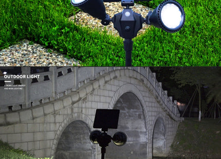 Solar Powered Robot LED Spotlight Double-headed Smart Sensor Light for Outdoor Lawn