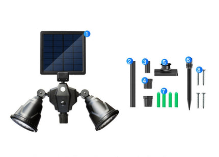 Solar Powered Robot LED Spotlight Double-headed Smart Sensor Light for Outdoor Lawn