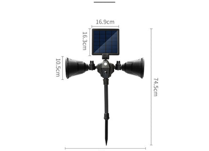Solar Powered Robot LED Spotlight Double-headed Smart Sensor Light for Outdoor Lawn