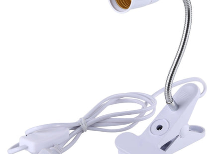E27 360 Degrees Flexible Clip Lamp Base Holder with Switch, US Plug