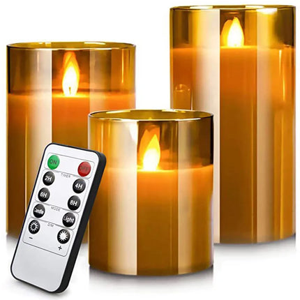 LED Glass Candle Full Set Remote Control Timer for Christmas Wedding