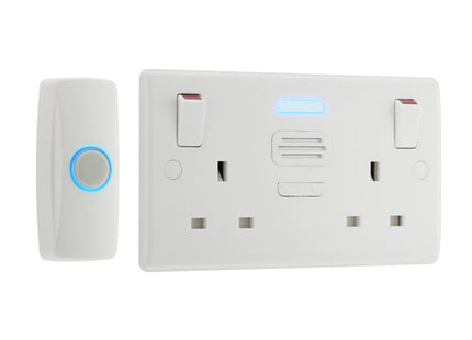 British General Nexus Double Switched 13A Power Socket with Door Chime - White