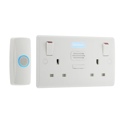 British General Nexus Double Switched 13A Power Socket with Door Chime - White