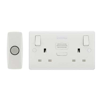 British General Nexus Double Switched 13A Power Socket with Door Chime - White