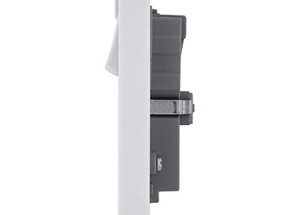 British General Square Edge 13A 2 Gang Switched Socket with Wi-Fi Extender + 1x USB-A 2.1A - White