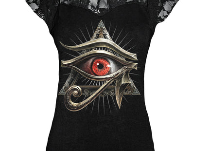 EVIL EYE - Lace Layered Cap Sleeve Top Black