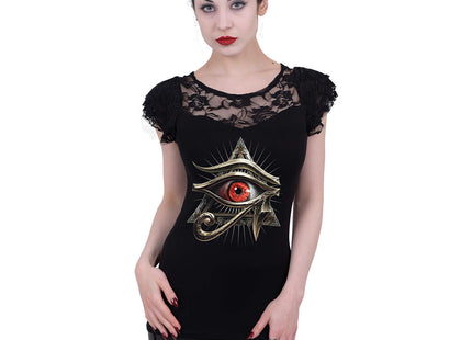 EVIL EYE - Lace Layered Cap Sleeve Top Black