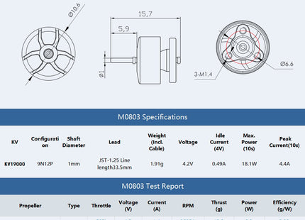 Tmotor M0803 Brushless Whoop 1S Motor