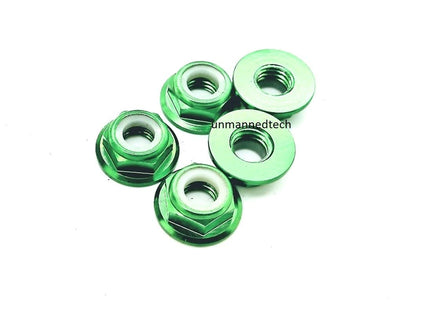 M5 Aluminium Locknuts Low Profile Flanged Propeller Lock Nuts (Pack of 5)