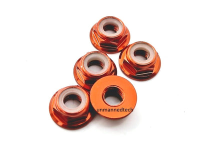 M5 Aluminium Locknuts Low Profile Flanged Propeller Lock Nuts (Pack of 5)