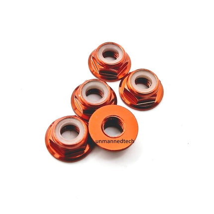 M5 Aluminium Locknuts Low Profile Flanged Propeller Lock Nuts (Pack of 5)