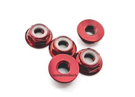 M5 Aluminium Locknuts Low Profile Flanged Propeller Lock Nuts (Pack of 5)