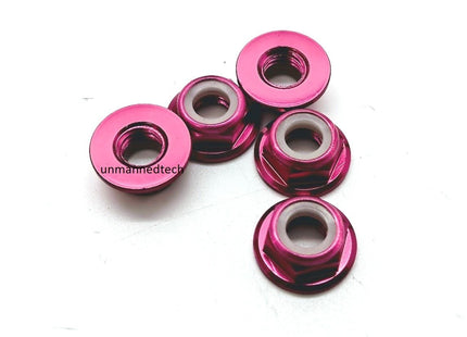 M5 Aluminium Locknuts Low Profile Flanged Propeller Lock Nuts (Pack of 5)