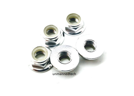 M5 Aluminium Locknuts Low Profile Flanged Propeller Lock Nuts (Pack of 5)