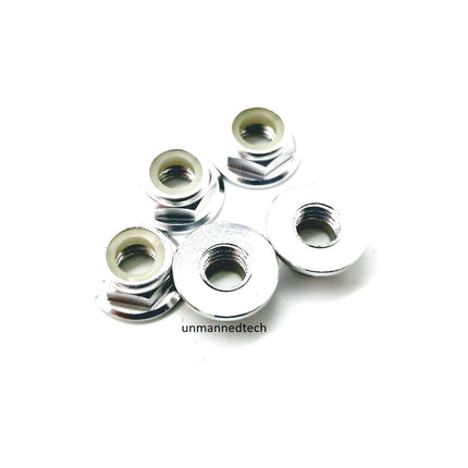 M5 Aluminium Locknuts Low Profile Flanged Propeller Lock Nuts (Pack of 5)