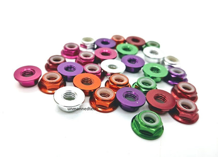 M5 Aluminium Locknuts Low Profile Flanged Propeller Lock Nuts (Pack of 5)