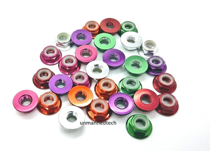 M5 Aluminium Locknuts Low Profile Flanged Propeller Lock Nuts (Pack of 5)