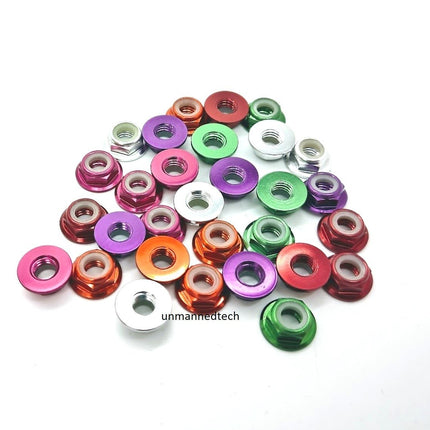 M5 Aluminium Locknuts Low Profile Flanged Propeller Lock Nuts (Pack of 5)
