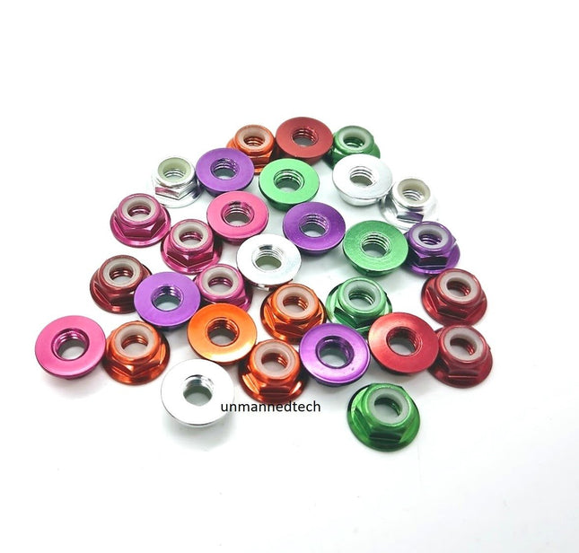 M5 Aluminium Locknuts Low Profile Flanged Propeller Lock Nuts (Pack of 5)