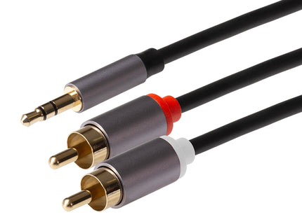 Maplin 3.5mm Aux Stereo 3-Pole Jack Plug to Twin RCA Phono Cable - Black