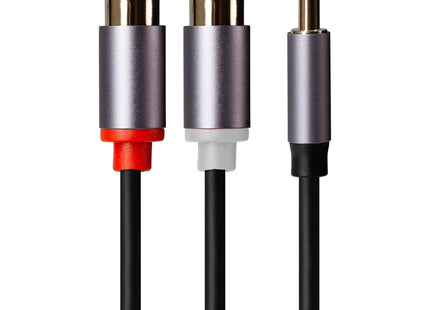 Maplin 3.5mm Aux Stereo 3-Pole Jack Plug to Twin RCA Phono Cable - Black