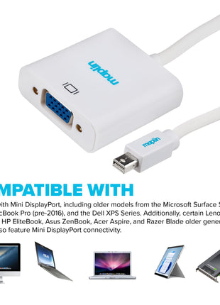 Maplin Mini DisplayPort to VGA Female Adapter - White, 23cm