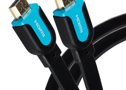 Maplin Flat HDMI to HDMI 4K Ultra HD Cable with Gold Connectors - Black, 3m