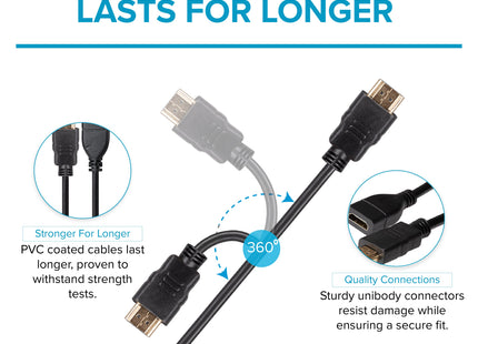 Maplin HDMI Male to HDMI Female 4K Ultra HD Extension Cable - Black