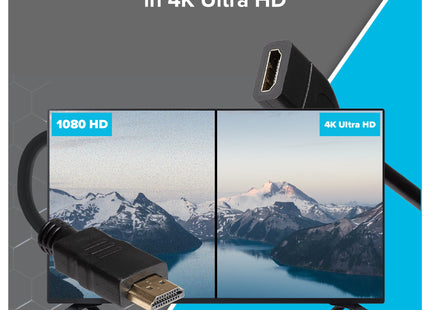 Maplin HDMI Male to HDMI Female 4K Ultra HD Extension Cable - Black