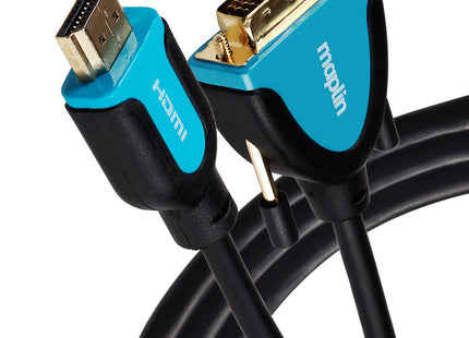 Maplin Premium HDMI to DVI-D Cable - Black, 3m
