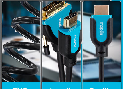Maplin Premium HDMI to DVI-D Cable - Black, 3m