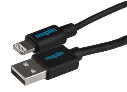 Maplin Lightning to USB-A Cable - Black, 0.5m