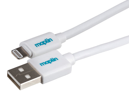 Maplin Premium Apple MFI Certified Tangle-Free Lightning to USB-A 2.0 Cable - White, 1.5m