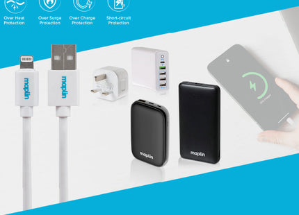 Maplin Premium Apple MFI Certified Tangle-Free Lightning to USB-A 2.0 Cable - White, 1.5m