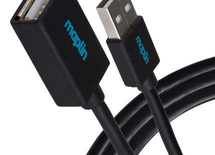 Maplin USB-A Male to USB-A Female Extension Cable - Black
