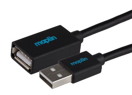 Maplin USB-A Male to USB-A Female Extension Cable - Black