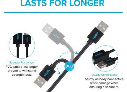 Maplin USB-A Male to USB-A Female Extension Cable - Black