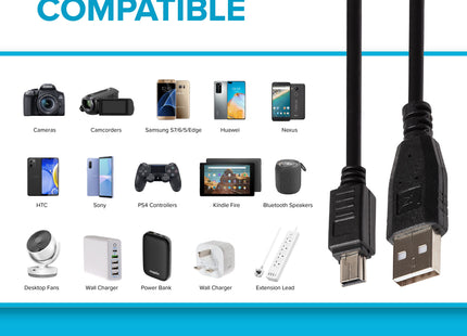 Maplin USB-A to Mini USB-B Cable - Black