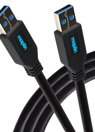 Maplin USB-A 3.0 to USB-A 3.0 Super Speed 5Gbps Cable - Black, 3m