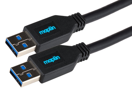 Maplin USB-A 3.0 to USB-A 3.0 Super Speed 5Gbps Cable - Black, 3m