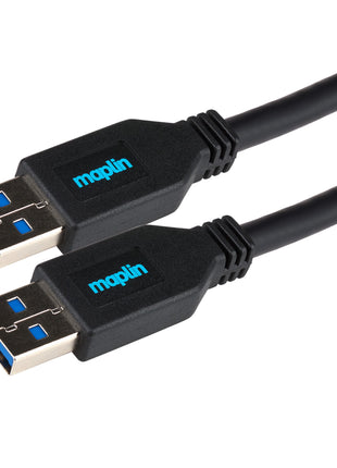 Maplin USB-A 3.0 to USB-A 3.0 Super Speed 5Gbps Cable - Black, 3m