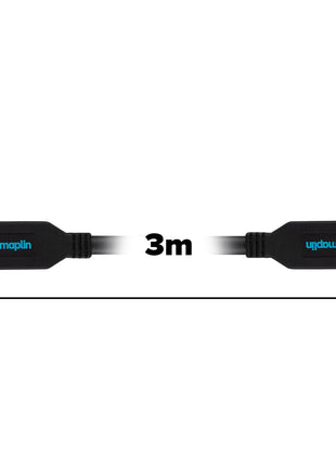 Maplin USB-A 3.0 to USB-A 3.0 Super Speed 5Gbps Cable - Black, 3m