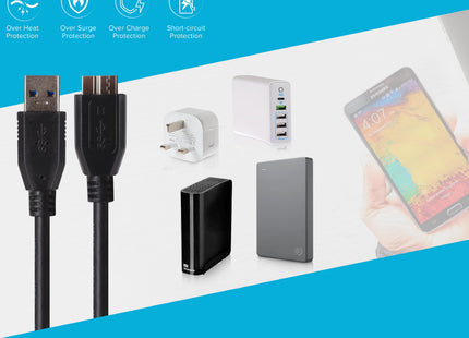 Maplin USB-A to Micro USB-B V3 Super Speed Cable - Black