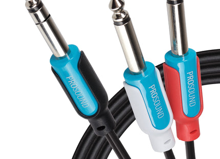 ProSound Twin 1/4" 6.35mm 2 Pole Jack Plugs to 1/4" 6.35mm 3 Pole Jack Plug Cable - Black