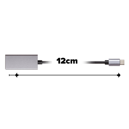 Maplin USB-C to HDMI V3.1 Adapter (Supports 4K Ultra HD @30Hz) - Grey, 0.12m